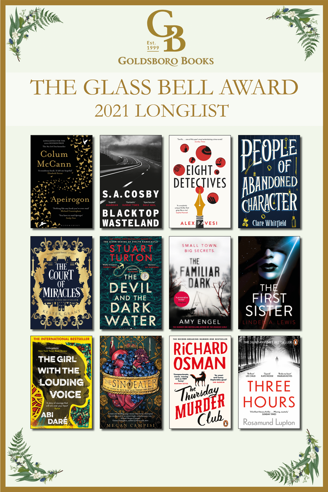 Goldsboro Books Glass Bell Award 2021 Longlist